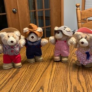 Furskins Bear with Hats. Set of 4. Vintage